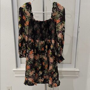 Floral Print Puff Sleeve Dress
